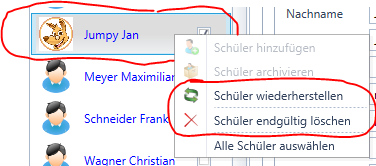 schueler endgueltig loeschen