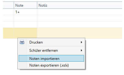 Notenliste Kontext-Menü -> Noten importieren